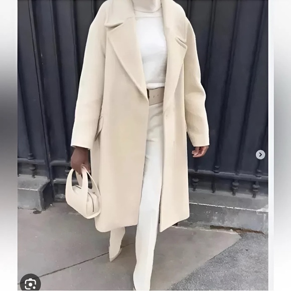 ZARA Oversized Vanilla/Cream coat size XS - Picture 3 of 12